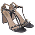 Women's Valentino Garavani Rockstud T-Strap Sandal Heels in Black Leather