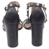 Women's Valentino Garavani Rockstud T-Strap Sandal Heels in Black Leather