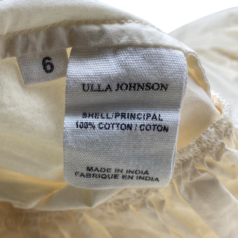 Women's Ulla Johnson Puffed-Sleeve Midi Tiered Dress in Cream Cotton