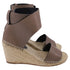 Women's Celine Ankle Strap Espadrille Wedge Sandals in Brown Leather