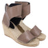 Women's Celine Ankle Strap Espadrille Wedge Sandals in Brown Leather