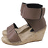 Women's Celine Ankle Strap Espadrille Wedge Sandals in Brown Leather