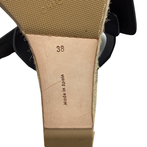 Women's Celine Ankle Strap Espadrille Wedge Sandals in Brown Leather