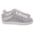 Women's Stuart Weitzman Goldie Faux Pearl-Embellished Sneakers in Silver Glitter