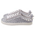 Women's Stuart Weitzman Goldie Faux Pearl-Embellished Sneakers in Silver Glitter