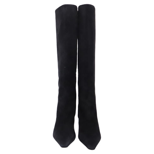 Women's Dior High-Heeled Knee-High Boots in Black Suede