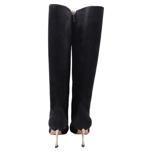 Women's Dior High-Heeled Knee-High Boots in Black Suede