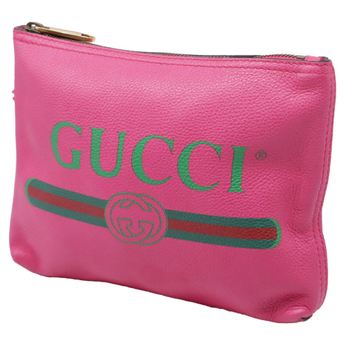 Logo Portfolio Pouch Printed Leather Medium