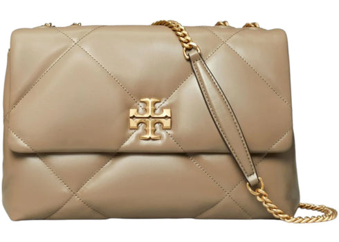 Tory Burch Kira Diamond Quilt Convertible Shoulder Bag Taupe Oak