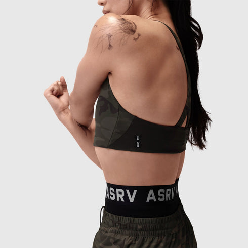 W039. LYCRA® Hybrid Sports Bra - Dark Camo