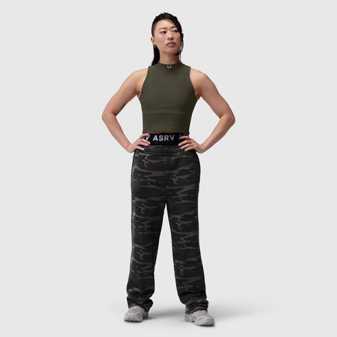 W023. LYCRA® Ribbed Mockneck Tank - Olive