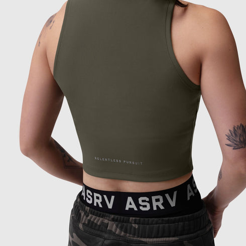 W023. LYCRA® Ribbed Mockneck Tank - Olive