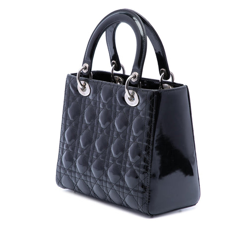 Lady Dior Bag Cannage Quilt Patent Medium