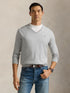 RALPH LAUREN Slim Fit Cotton V-Neck Jumper Andover Heather