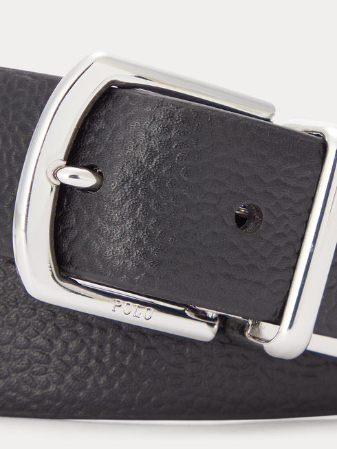 RALPH LAUREN Reversible Pebble Leather Belt Black/Navy