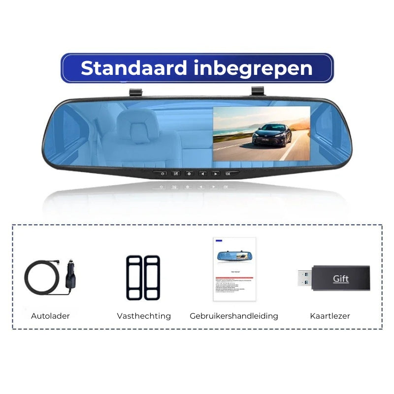 Autospiegel Dashcam - Dual Lens + Geïntegreerd scherm