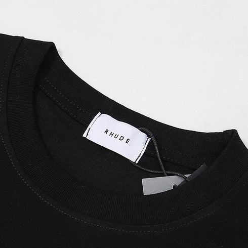 Rhude T-shirts Sardines Badge Printing Cotton Casual Short Sleeve Men and Women