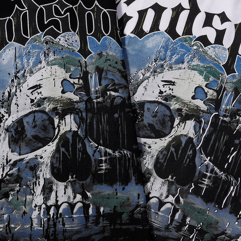 Godspeed T-shirts Skull Landscape Printing Cotton Casual Short Sleeves Men and Women