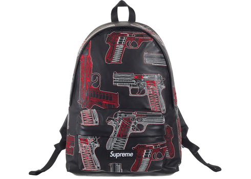 Supreme Guns Embroidered Leather Backpack Black
