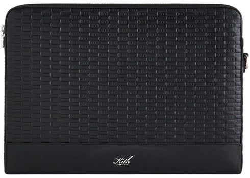 Kith Monogram Leather 15" Laptop Case Black