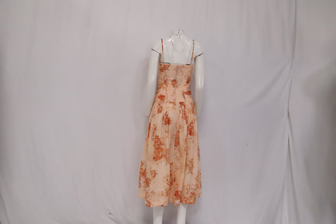 Women's Zimmermann Cascadian Strapless Midi Dress in Peach Cotton