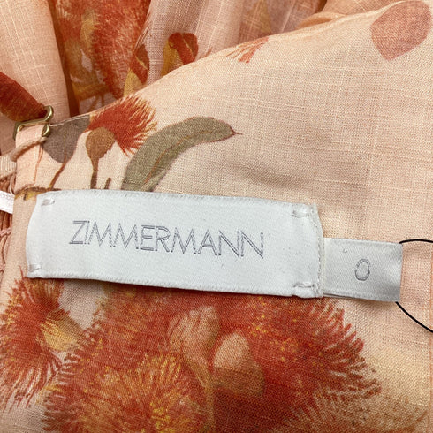 Women's Zimmermann Cascadian Strapless Midi Dress in Peach Cotton