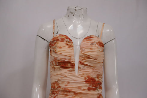 Women's Zimmermann Cascadian Strapless Midi Dress in Peach Cotton