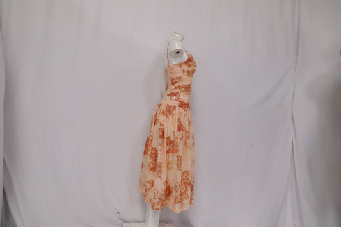 Women's Zimmermann Cascadian Strapless Midi Dress in Peach Cotton
