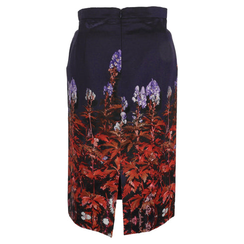 Women's Dries van Noten Floral Print Midi Skirt in Black Viscose