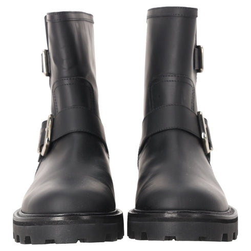Women's Jimmy Choo Youth II Buckled Ankle Boots in Black Calf Leather