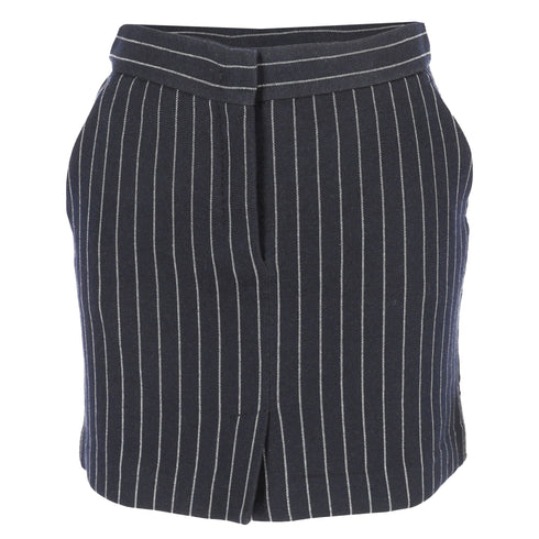 Women's Max Mara Kirsch Pinstripe Mini Skirt in Navy Blue Cotton