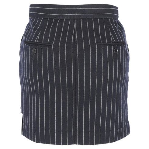 Women's Max Mara Kirsch Pinstripe Mini Skirt in Navy Blue Cotton
