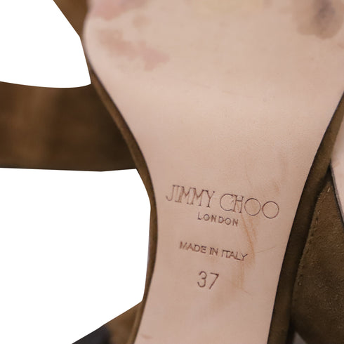 Women's Jimmy Choo Slingback Sandal Heels in Brown Suede
