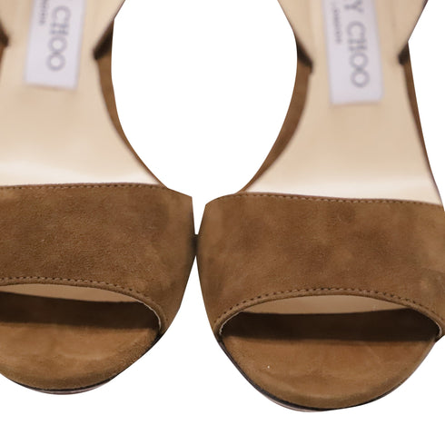 Women's Jimmy Choo Slingback Sandal Heels in Brown Suede