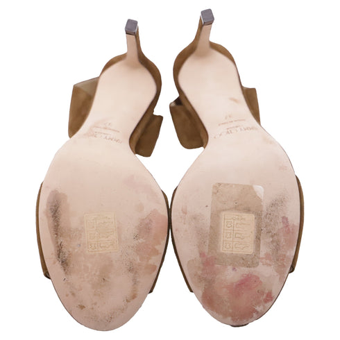 Women's Jimmy Choo Slingback Sandal Heels in Brown Suede