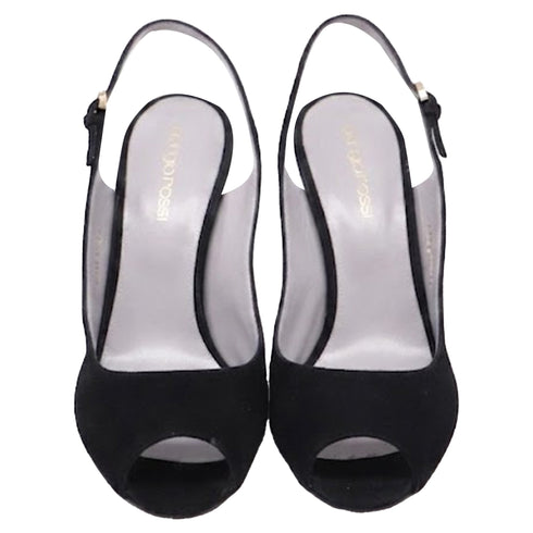 Women's Sergio Rossi Slingback Sandals Heels in Black Suede