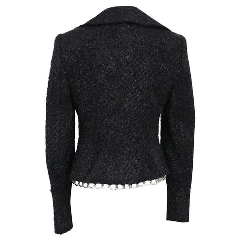 Women's Alexander Wang Single-Breasted Tweed Blazer in Black Cotton
