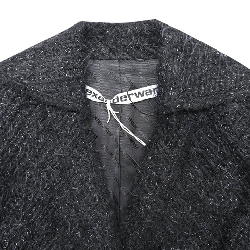 Women's Alexander Wang Single-Breasted Tweed Blazer in Black Cotton
