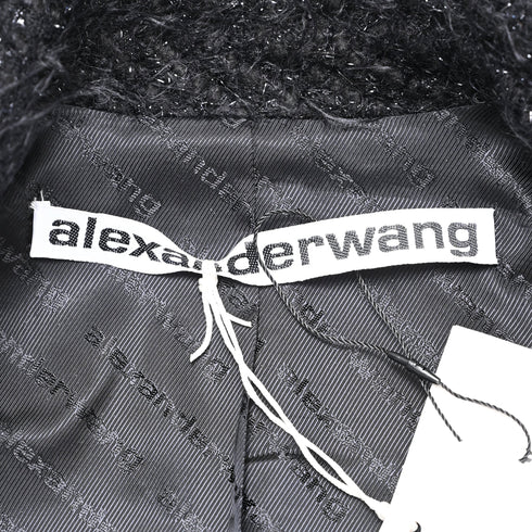 Women's Alexander Wang Single-Breasted Tweed Blazer in Black Cotton