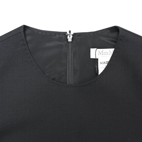 Women's Max Mara Long Sleeve Midi Sheath Dress in Black Wool