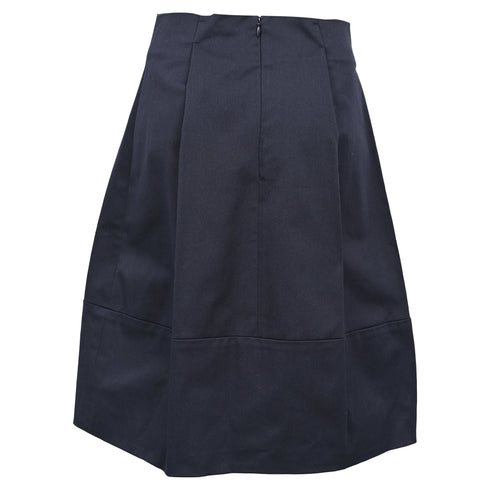 Women's Jil Sander A-Line Midi Skirt in Navy Blue Cotton