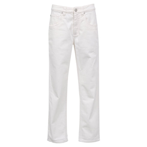 Women's Brunello Cucinelli Straight-Leg Jeans in White Cotton