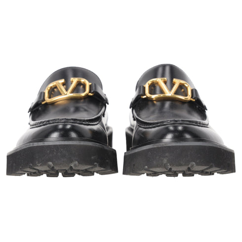 Women's Valentino Garavani VLogo Signature Loafers in Black Calf Leather