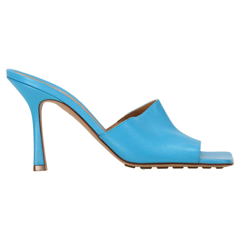Women's Bottega Veneta Stretch Heeled Mules in Blue Lamb Leather