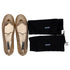 Women's Prada Logo-Plaque Bow Ballet Flats in Metallic Gold Leather