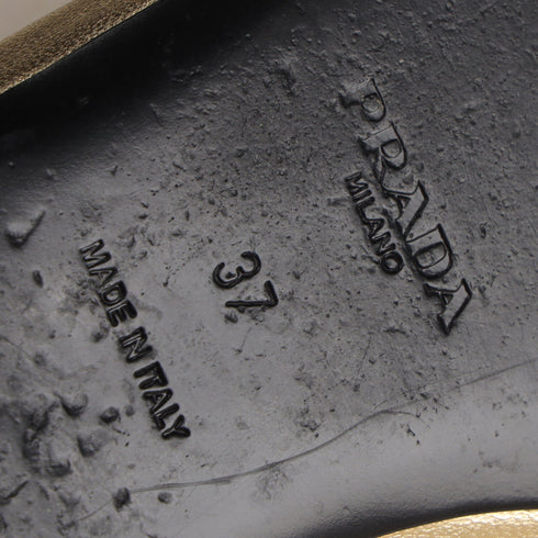 Women's Prada Logo-Plaque Bow Ballet Flats in Metallic Gold Leather