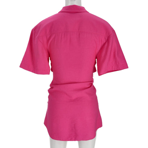 Women's Jacquemus La Chemise Arles Cutout Mini Dress in Pink Viscose