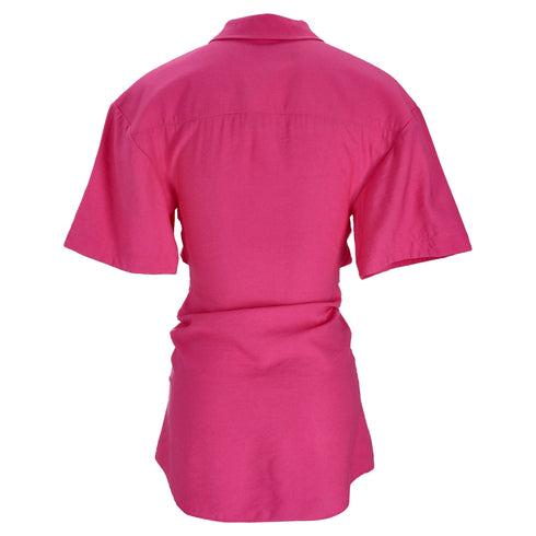 Women's Jacquemus La Chemise Arles Cutout Mini Dress in Pink Viscose