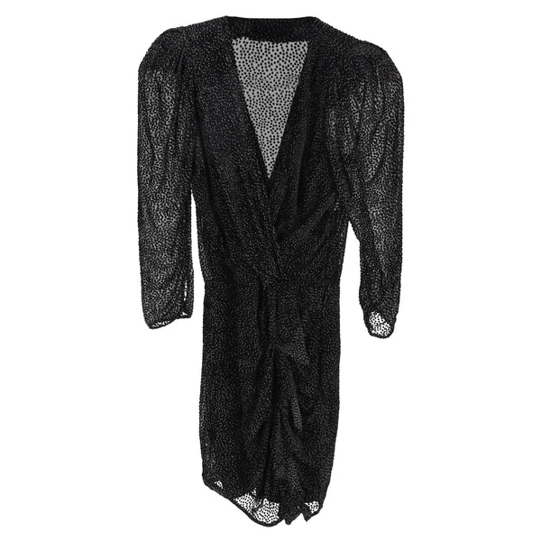 Women's Ba&Sh Celia Polka Dot Ruffled Mini Dress in Black Silk