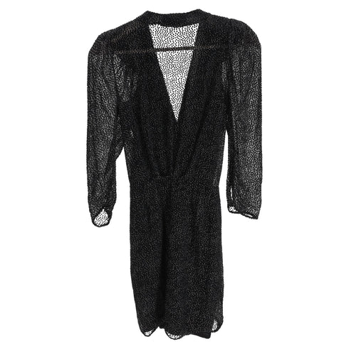 Women's Ba&Sh Celia Polka Dot Ruffled Mini Dress in Black Silk